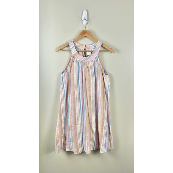 C&C California Dresses & Skirts - C&C California Multicolor Stripe Sleeveless 100% Linen Dress Size S Shift‎ Beach